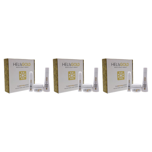 The Revival Series Travel Kit by Helis Gold for Unisex - 3 Pc 3.3oz Revitalize Shampoo, 3.3oz Restructure Mask, 1oz Crystal Cream - Pack of 3