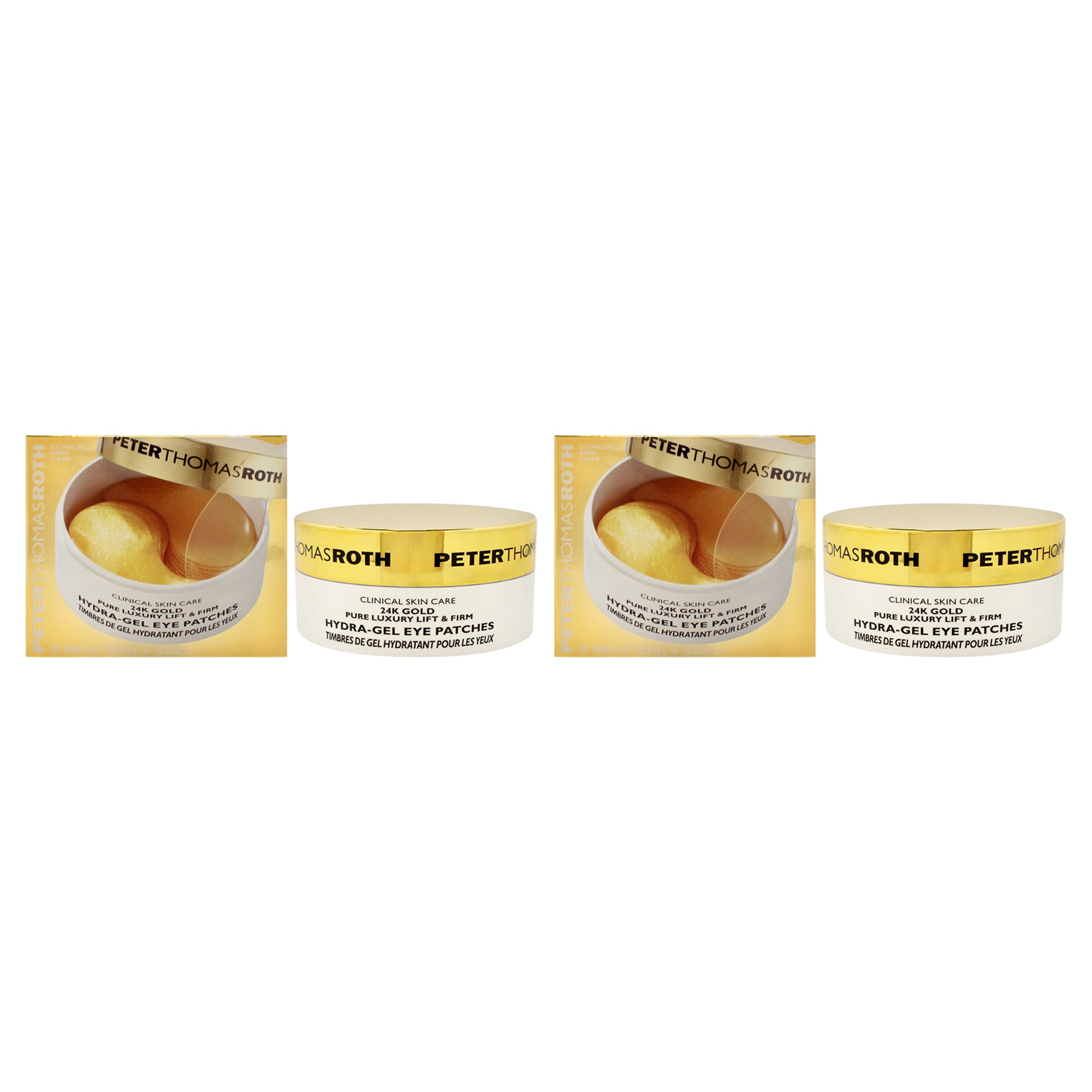 24K Gold Pure Luxury Lift & Firm Hydra-Gel Eye Patches by Peter Thomas Roth for Women - 60 Pc Patches + Spatula Eye Patches - Pack of 2