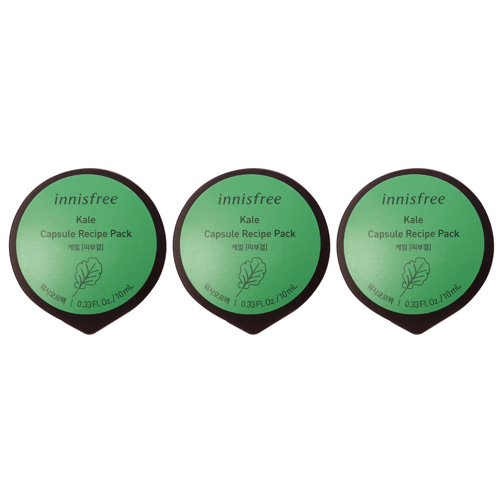 Capsule Recipe Pack Mask - Kale by Innisfree for Unisex - 0.33 oz Mask - Pack of 3