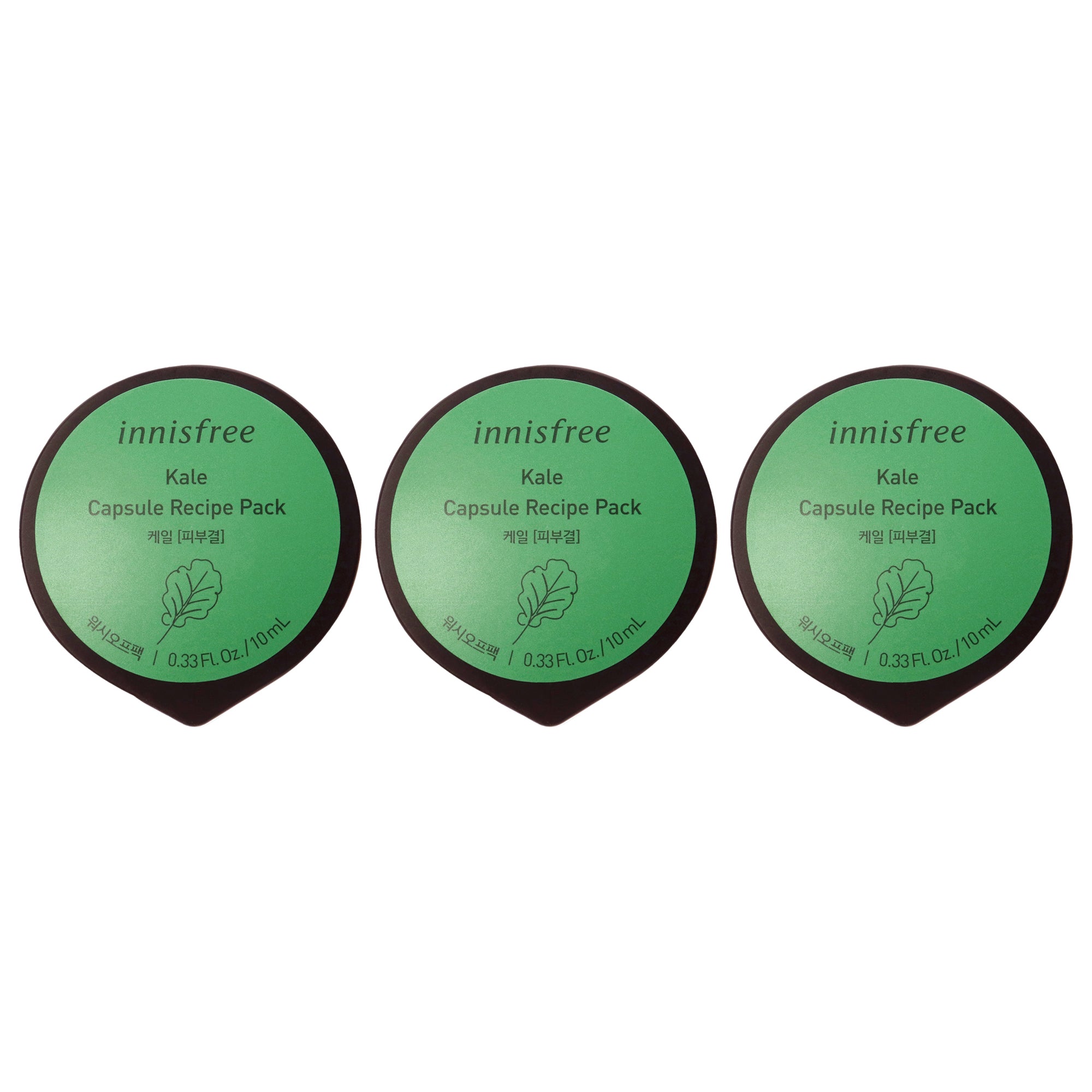 Capsule Recipe Pack Mask - Kale by Innisfree for Unisex - 0.33 oz Mask - Pack of 3