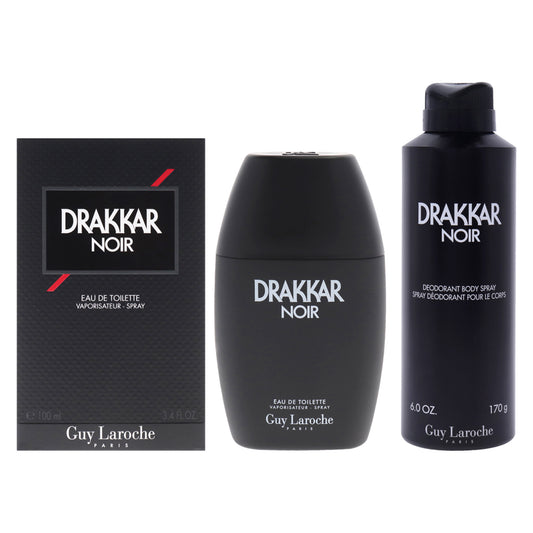 Drakkar Noir Kit by Guy Laroche for Men - 2 Pc Kit 3.4oz EDT Spray, 6oz Body Spray