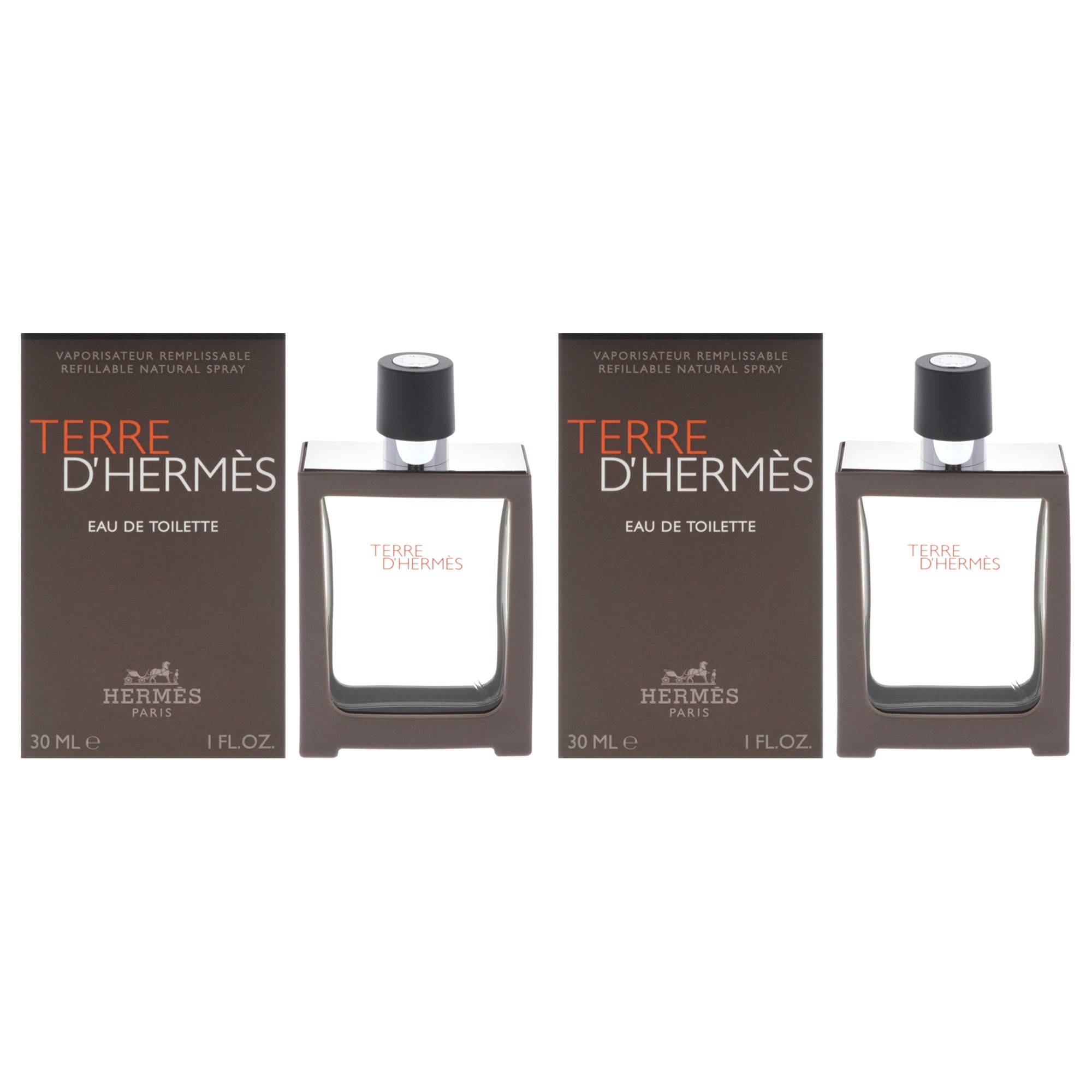 Terre Dhermes by Hermes for Men - 1 oz EDT Spray (Refill) - Pack of 2