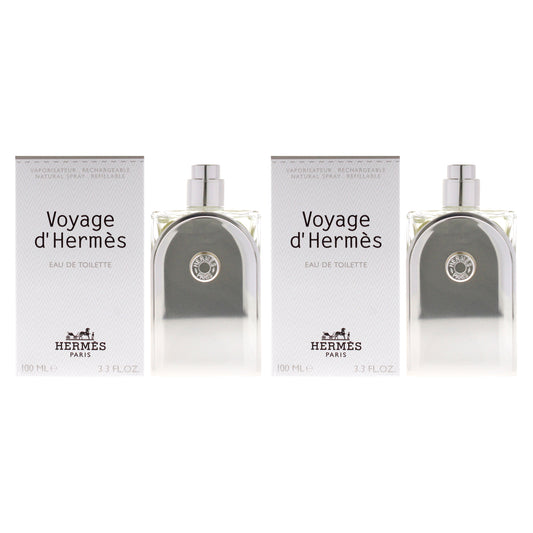 Voyage DHermes by Hermes for Unisex - 3.3 oz EDT Spray (Refillable) - Pack of 2