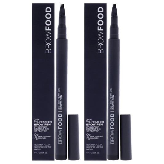 BrowFood 24H Tri Feather - Charcoal by LashFood for Women - 0.03 oz Eyebrow Pencil - Pack of 2