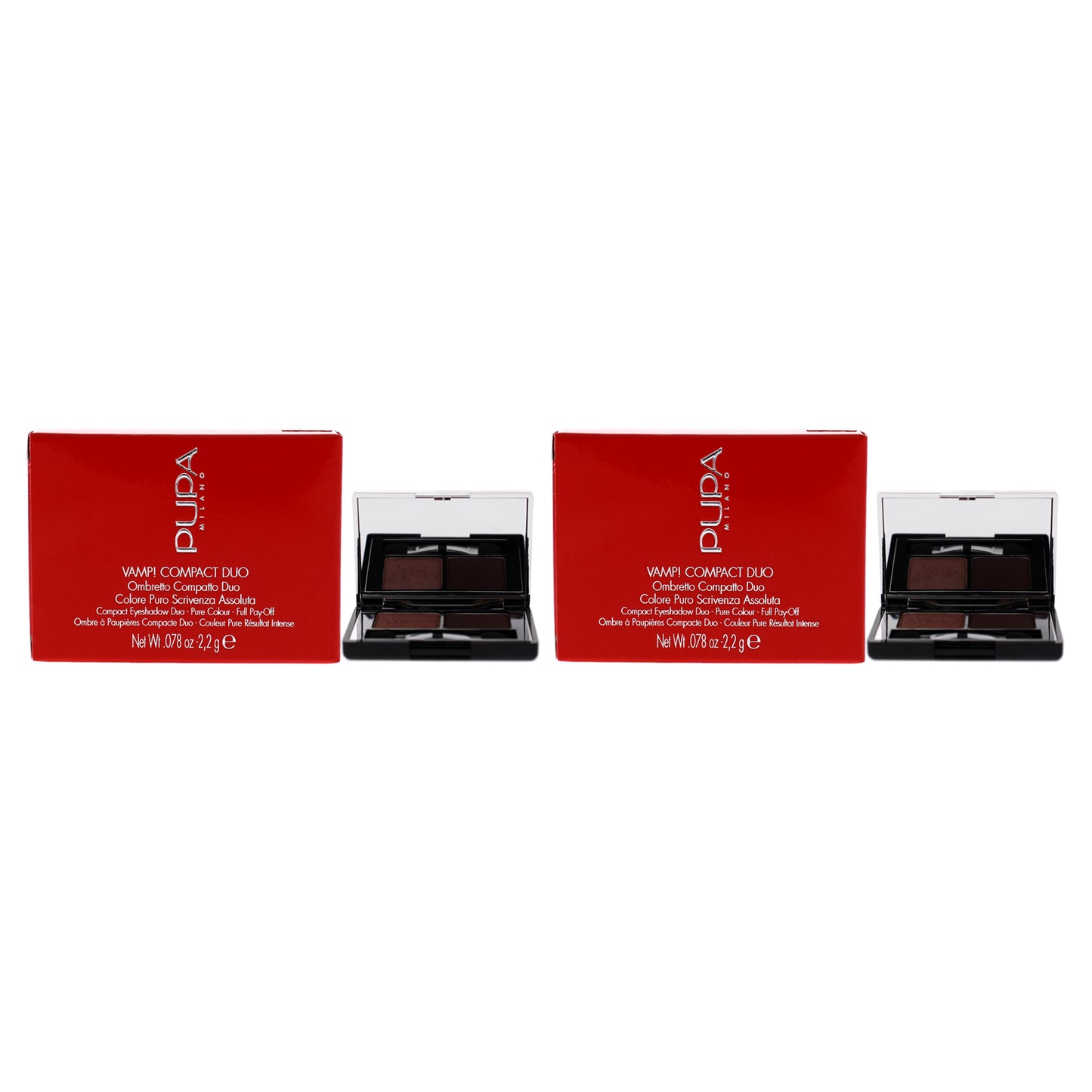 Vamp! Compact Duo Eyeshadow - 002 Pink Earth by Pupa Milano for Women - 0.078 oz Eye Shadow - Pack of 2