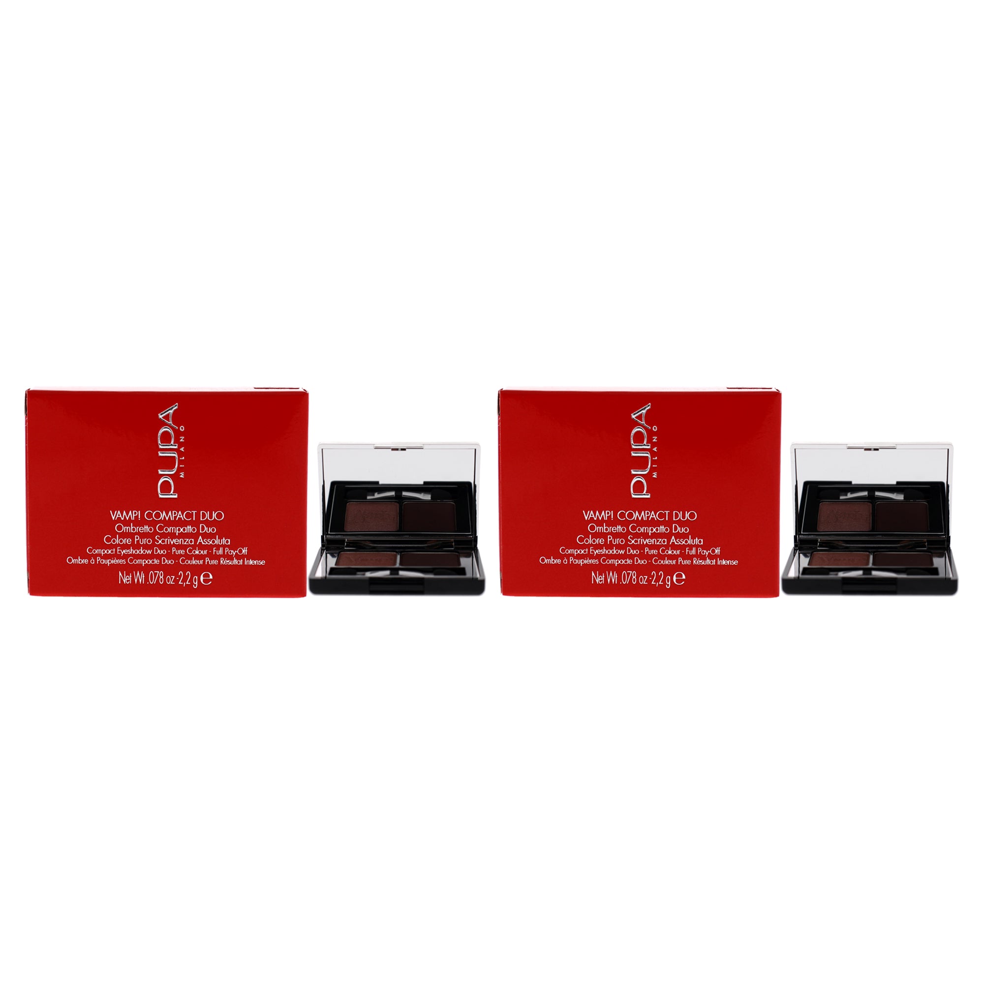 Vamp! Compact Duo Eyeshadow - 002 Pink Earth by Pupa Milano for Women - 0.078 oz Eye Shadow - Pack of 2