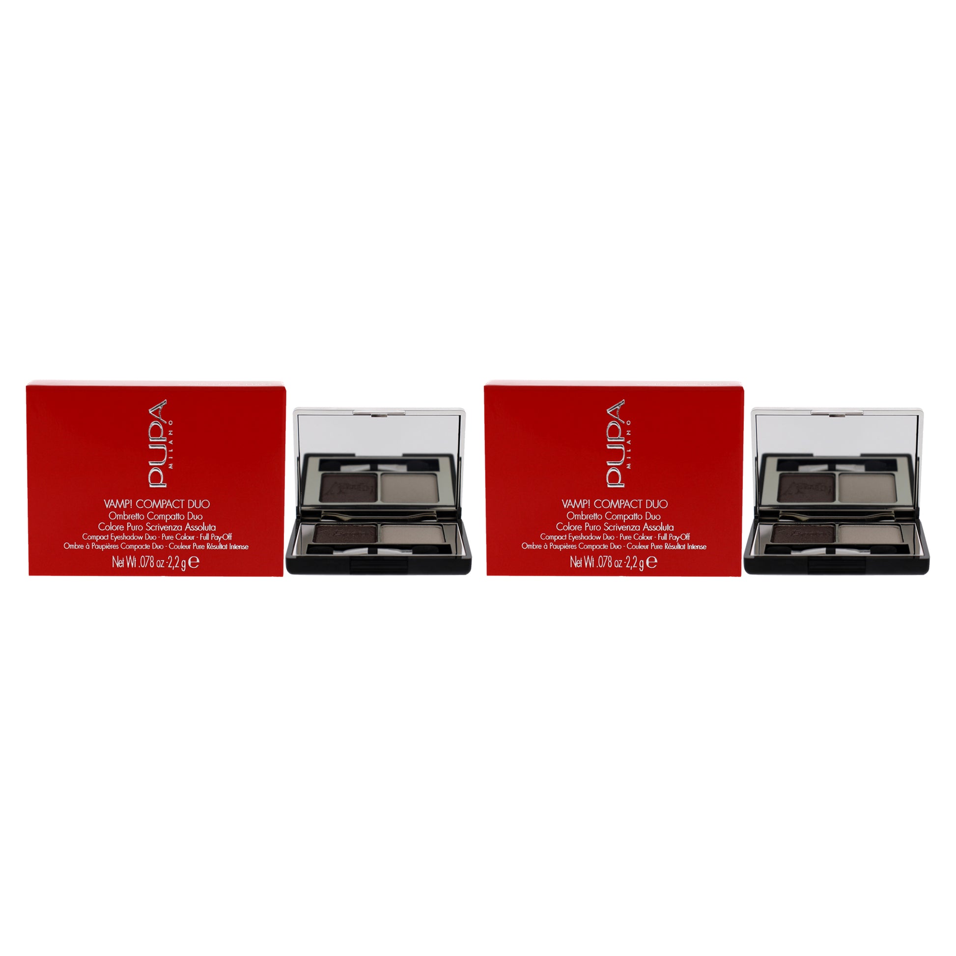 Vamp! Compact Duo Eyeshadow - 008 Cream Taupe by Pupa Milano for Women - 0.078 oz Eye Shadow - Pack of 2