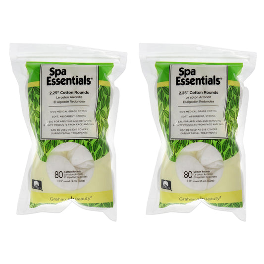 Cotton Rounds - 2.25 by Spa Essentials for Women - 80 Count Cotton Pads - Pack of 2