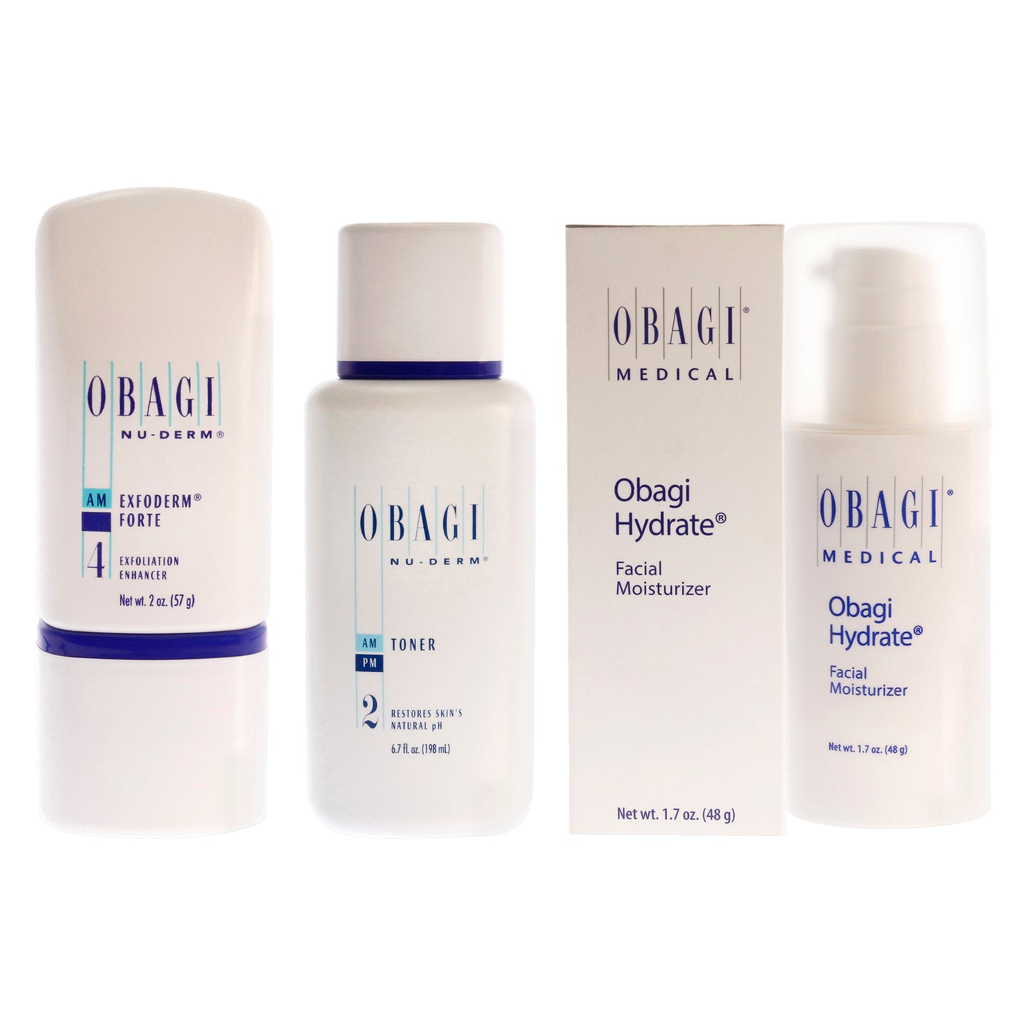Obagi Kit 3 Pc Kit 2oz Obagi Nu-Derm 4 AM Exfoderm Forte