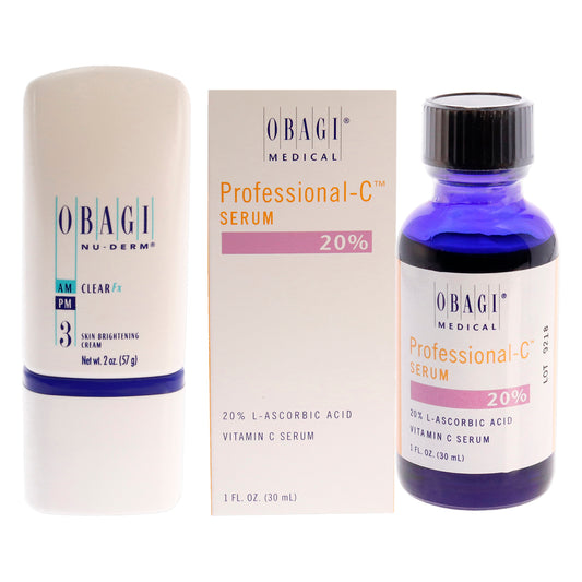 Obagi Nu Derm Clear FX Cream and Obagi Professional-C 20 Percent Vitamin C Serum Kit 2 Pc Kit 2oz Obagi Nu Derm Clear FX Cream