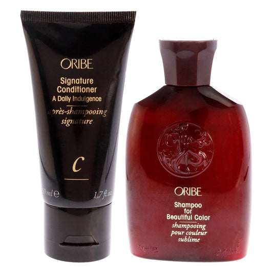 Signature Conditioner and Shampoo for Beautiful Color Kit by Oribe for Unisex - 2 Pc Kit 1.7oz Conditioner, 2.5oz Shampoo