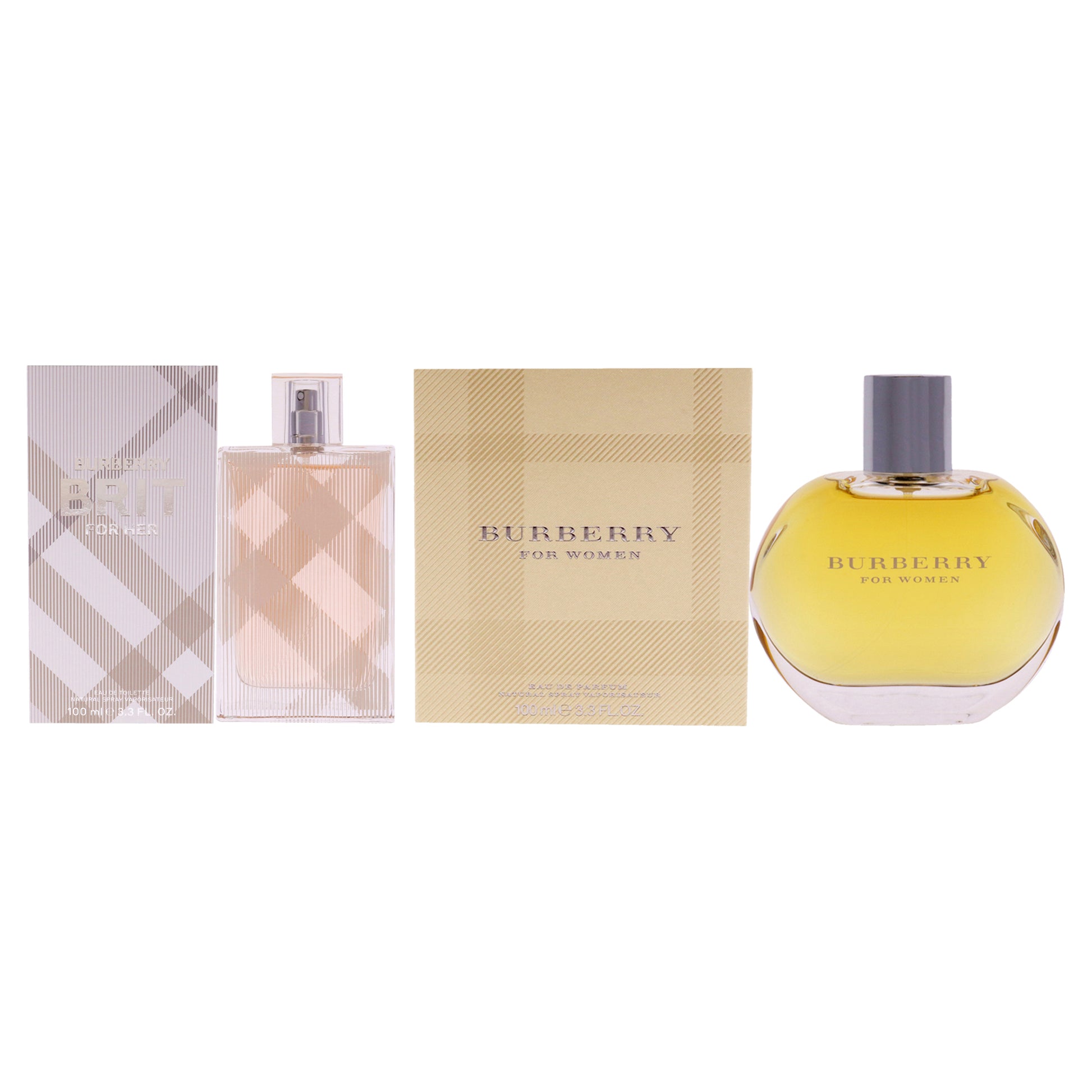 Burberry Brit and Burberry Kit by Burberry for Women - 2 Pc Kit 3.3 oz EDP Spray, 3.3 oz EDT Spray