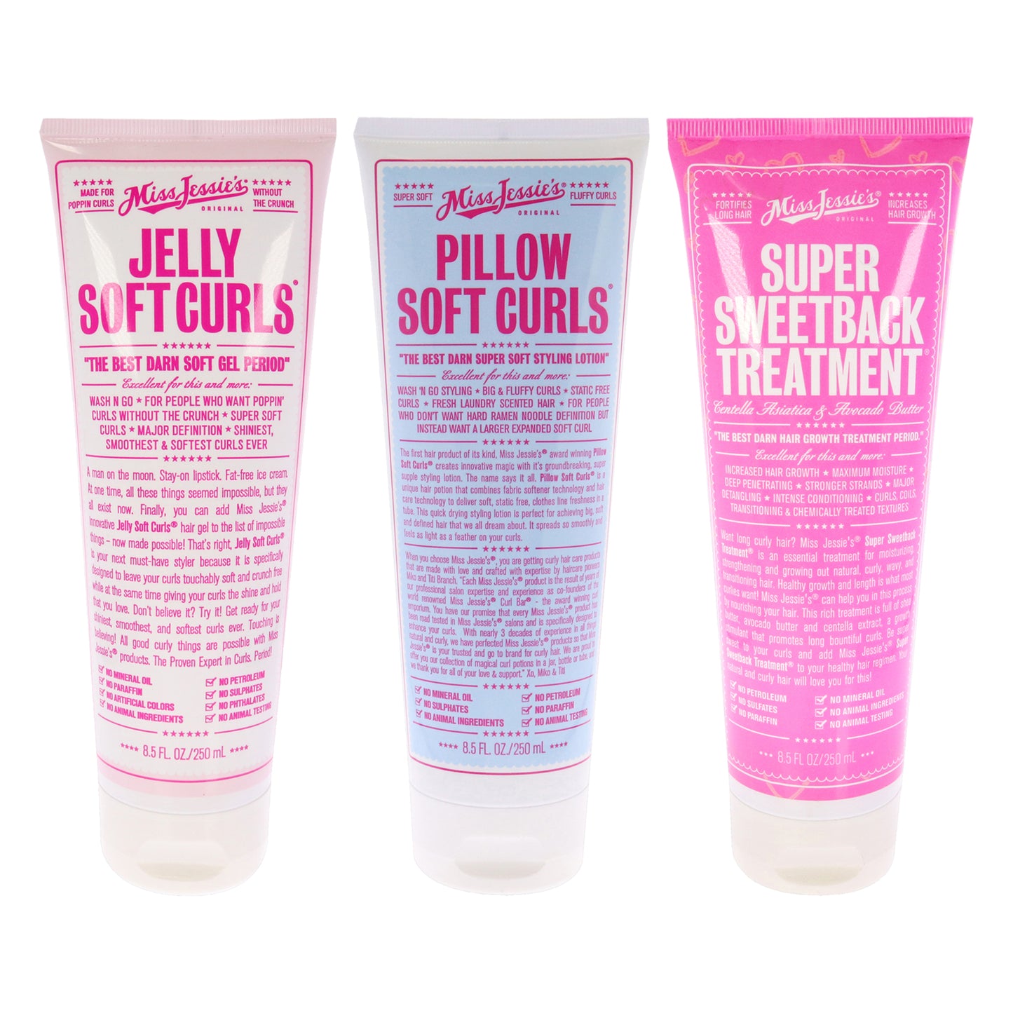 Jelly Soft Curl With Pillow Soft Curls and Super Sweetback Treatment Kit 3 Pc Kit 8.5oz Gel