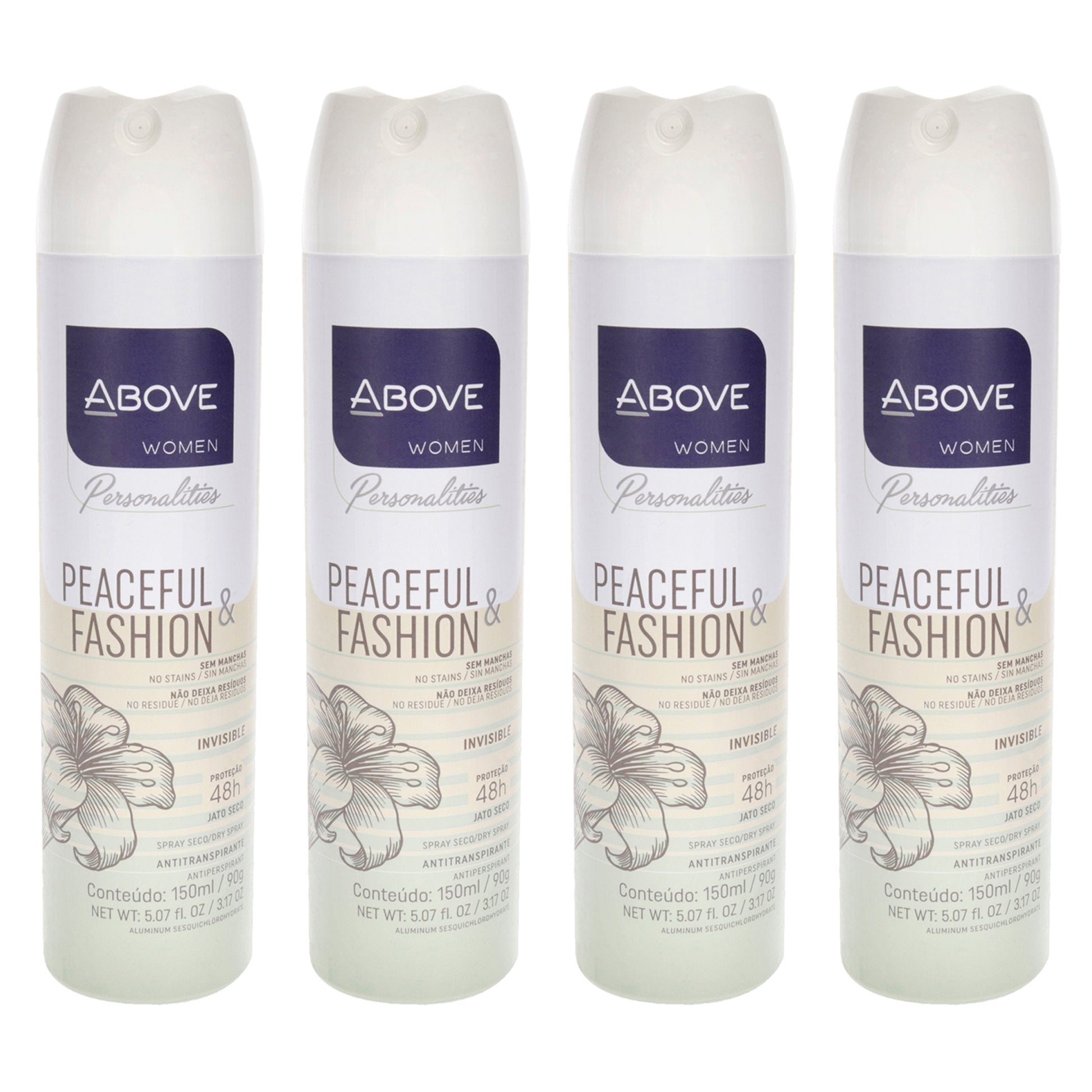 48 Hours Personalities Antiperspirant Deodorant - Peaceful and Fashion by Above for Women - 3.17 oz Deodorant Spray - Pack of 4