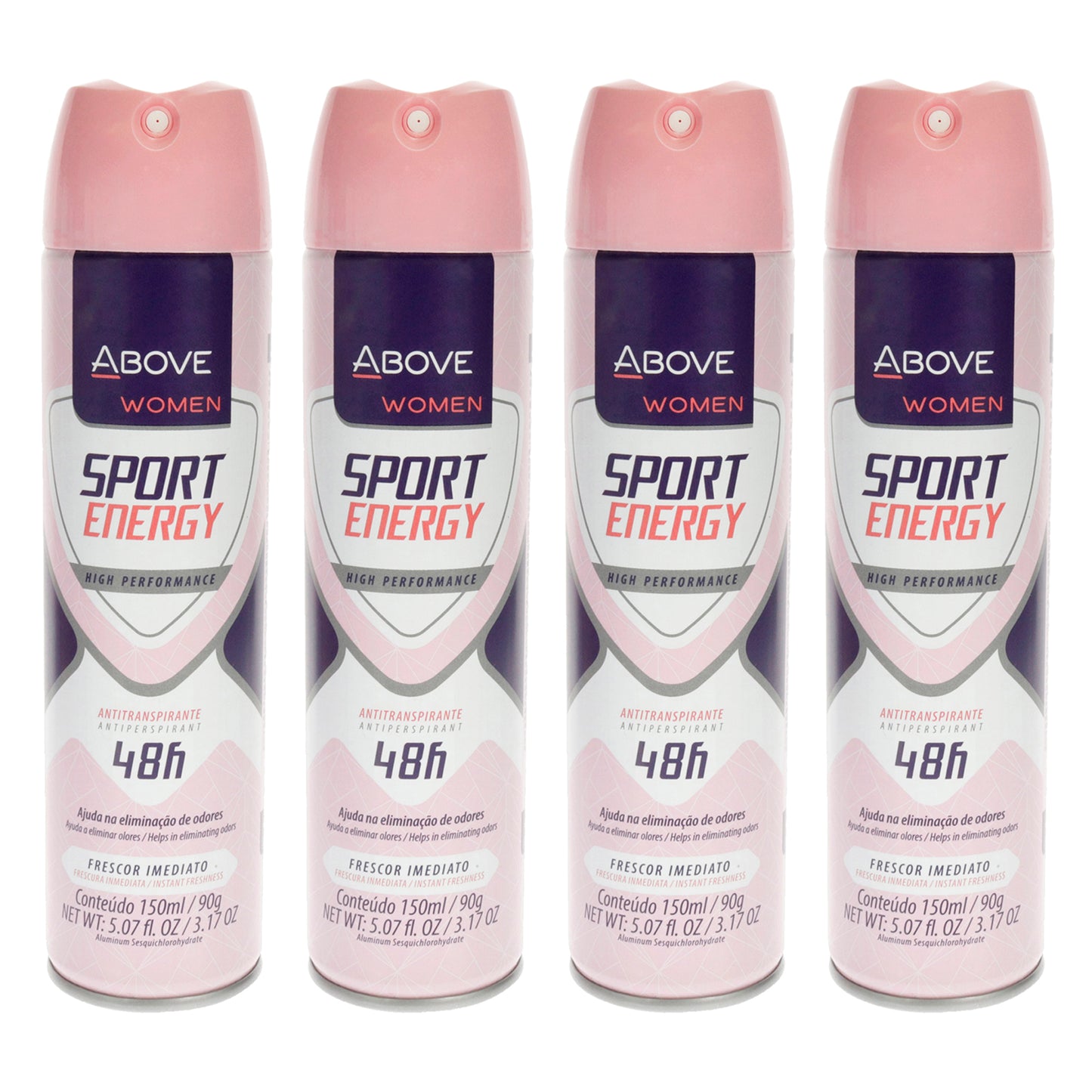 48 Hours Sport Energy Antiperspirant Deodorant by Above for Women - 3.17 oz Deodorant Spray - Pack of 4