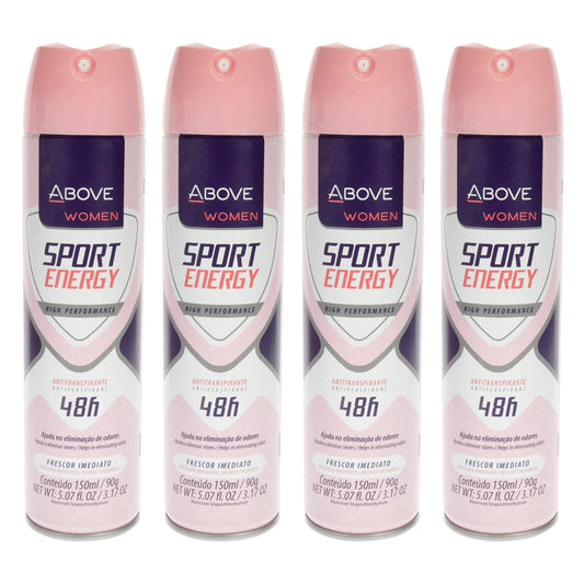 48 Hours Sport Energy Antiperspirant Deodorant by Above for Women - 3.17 oz Deodorant Spray - Pack of 4