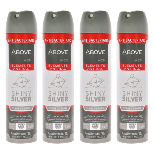 48 Hours Elements Antibac Antiperspirant Deodorant - Shine Silver by Above for Men - 3.17 oz Deodorant Spray - Pack of 4
