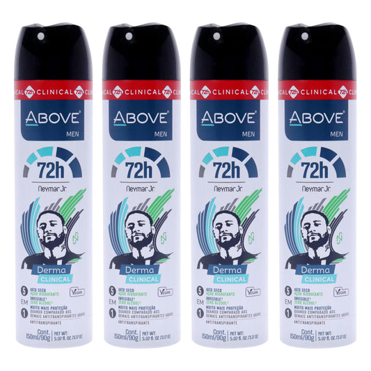 72 Hours Derma Clinical Antiperspirant Deodorant - Neymar Jr by Above for Men - 3.17 oz Deodorant Spray - Pack of 4