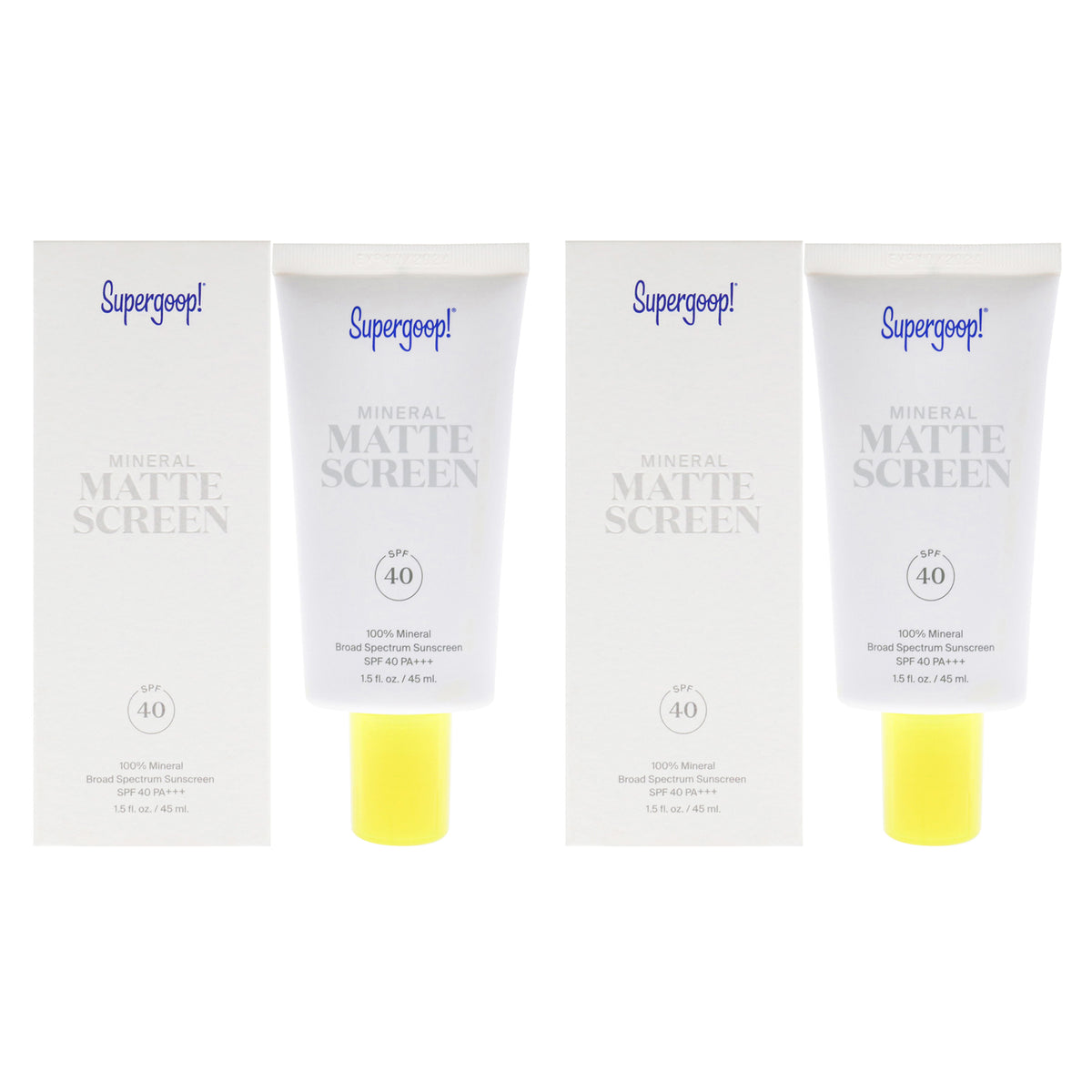 Mineral Matte Screen SPF 40 by Supergoop for Women - 1.5 oz Sunscreen - Pack of 2