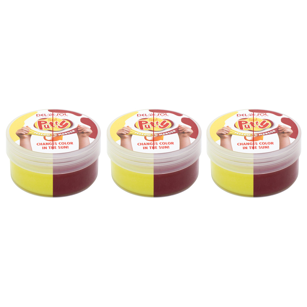 Color-Changing Sol Putty - Yellow to Red by DelSol for Unisex - 1 Pc Putty - Pack of 3