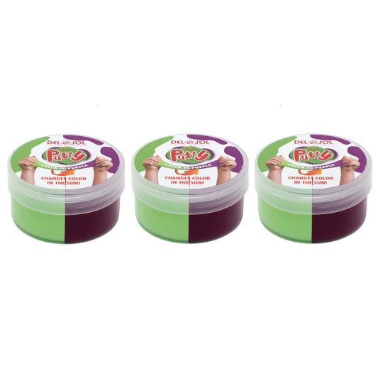 Color-Changing Sol Putty - Green to Purple by DelSol for Unisex - 1 Pc Putty - Pack of 3