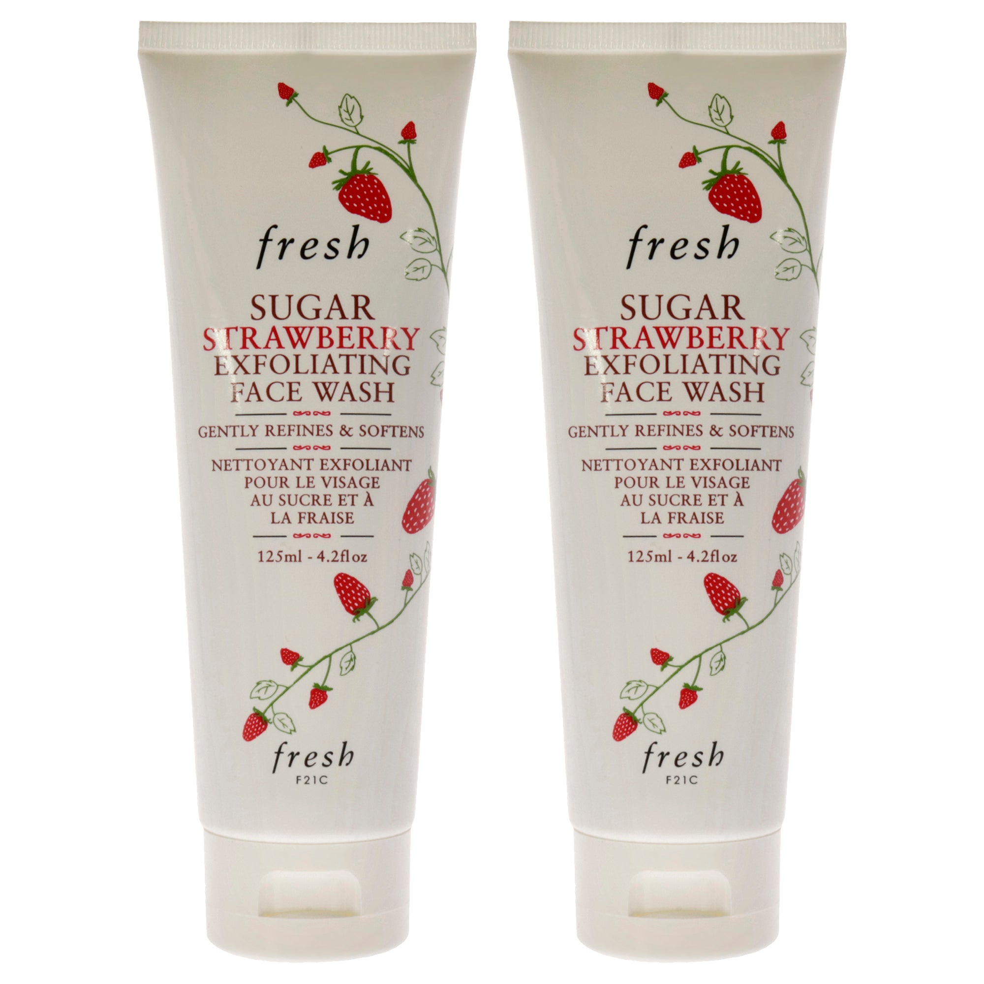 Sugar Strawberry Exfoliating Face Wash by Fresh for Women - 4.2 oz Cleanser - Pack of 2