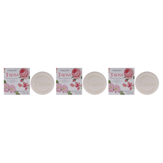 Perfumed Bar Soap - 3 Rose by LErbolario for Unisex - 3.5 oz Soap - Pack of 3