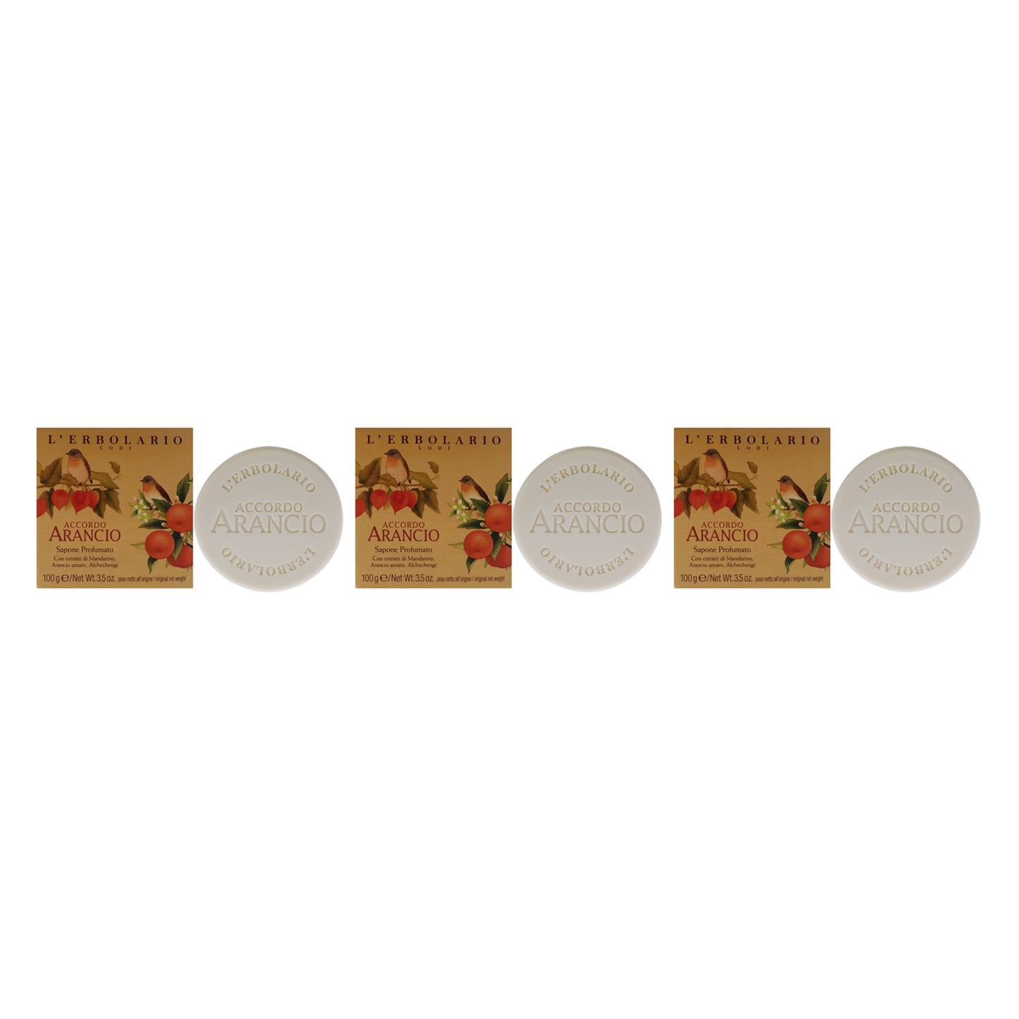 Perfumed Soap - Accordo Arancio - Pack of 3 by LErbolario for Unisex - 3.5 oz Soap