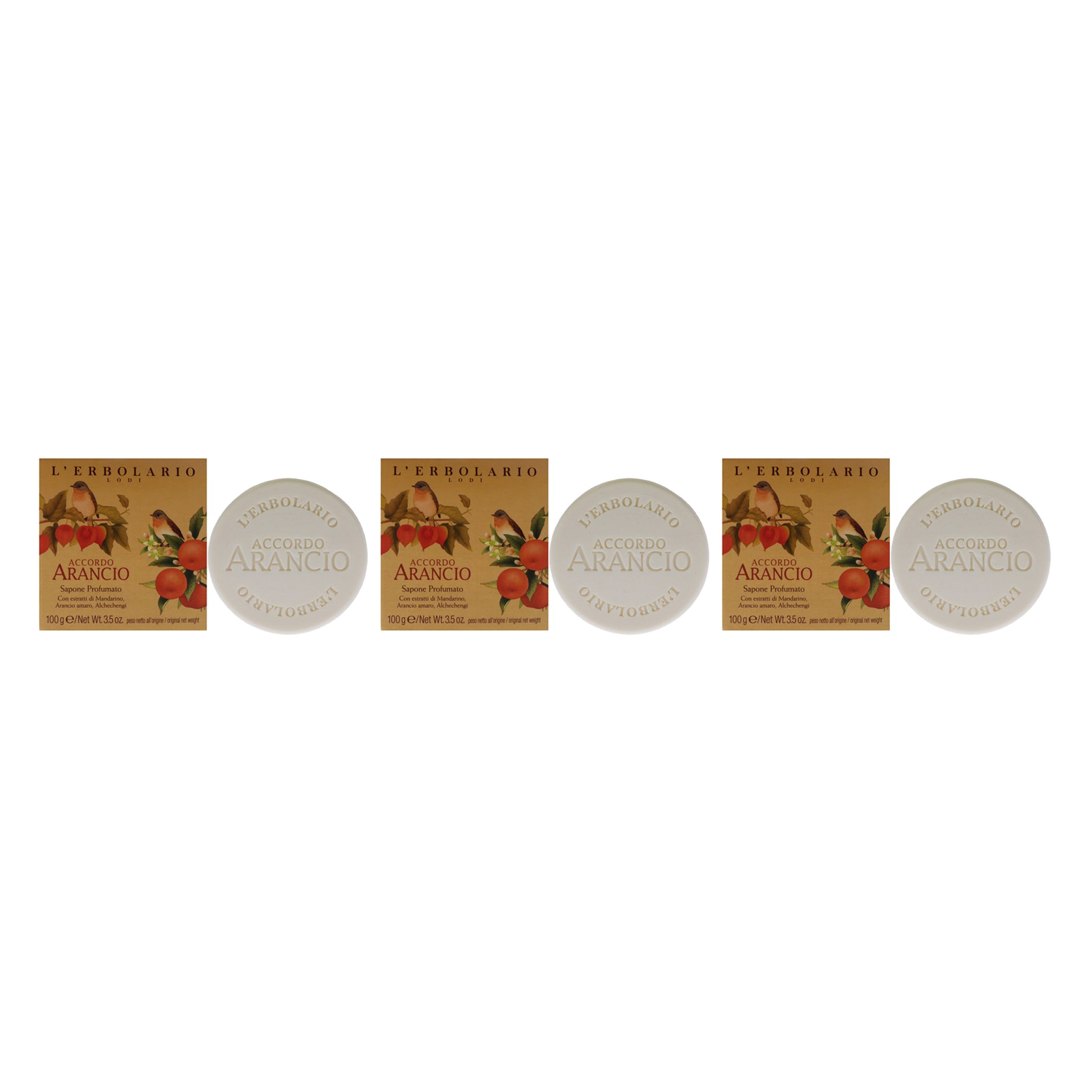 Perfumed Soap - Accordo Arancio - Pack of 3 by LErbolario for Unisex - 3.5 oz Soap