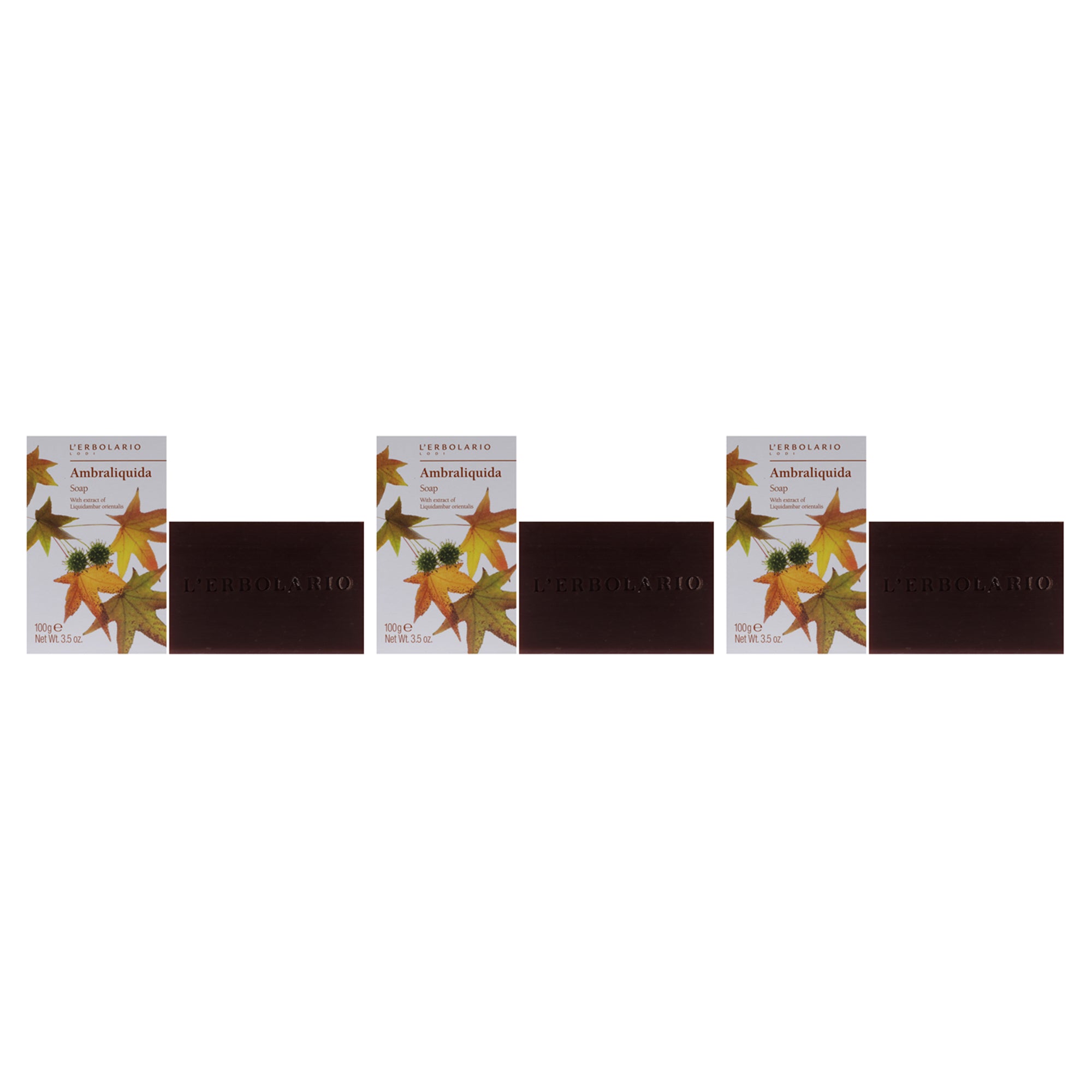 Soap - Ambraliquida - Pack of 3 by LErbolario for Unisex - 3.5 oz Soap