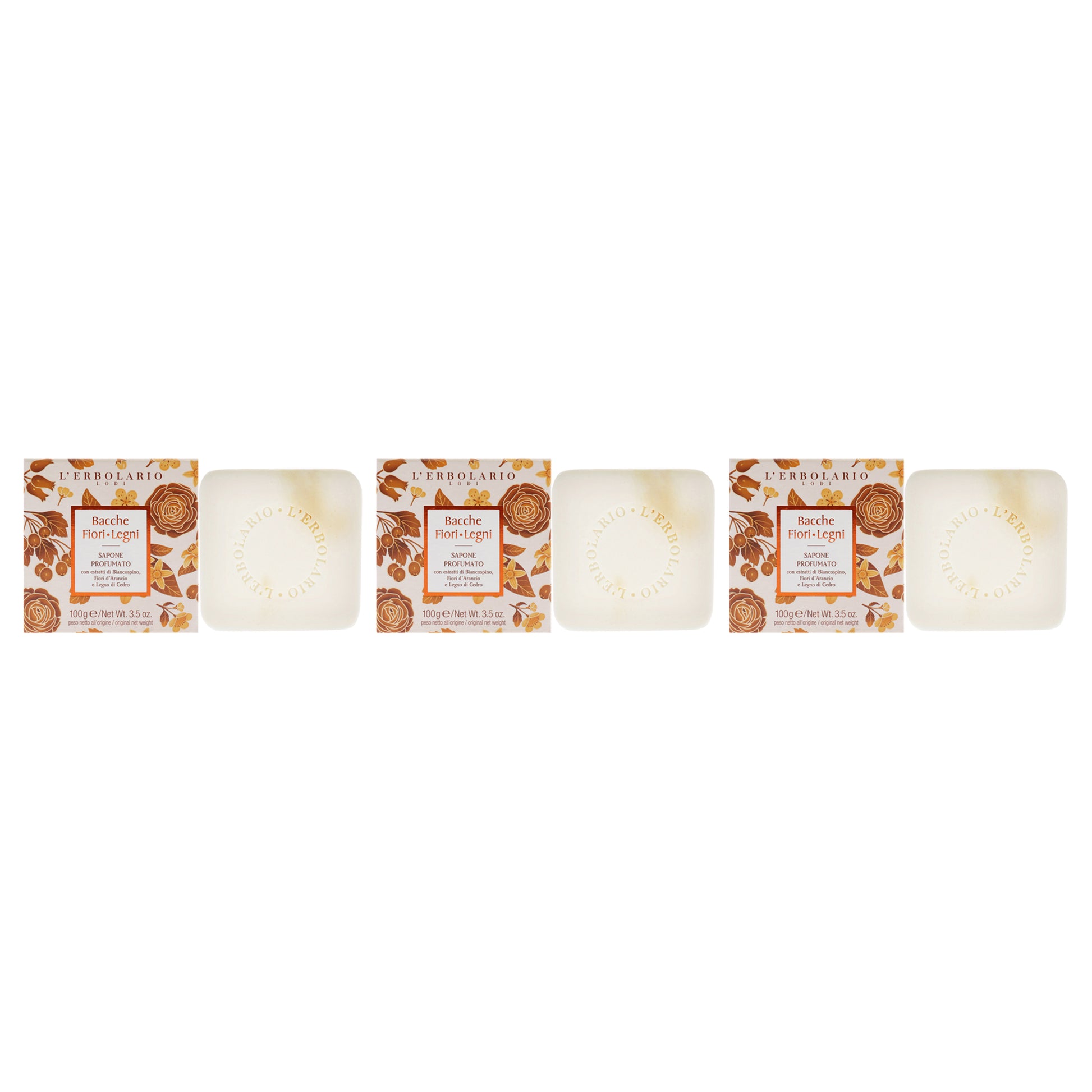 Perfumed Soap - Berries Flowers Wood - Pack of 3 by LErbolario for Unisex - 3.5 oz Soap