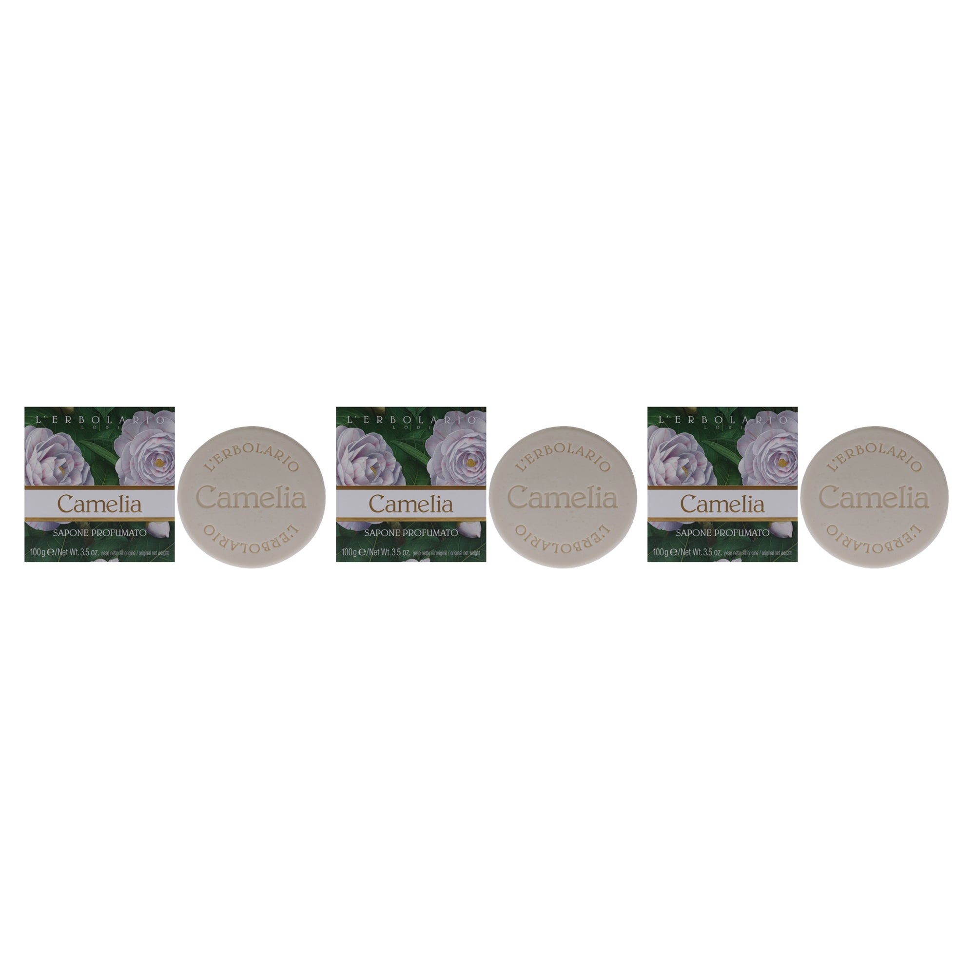 Perfumed Soap - Camelia - Pack of 3 by LErbolario for Unisex - 3.5 oz Soap