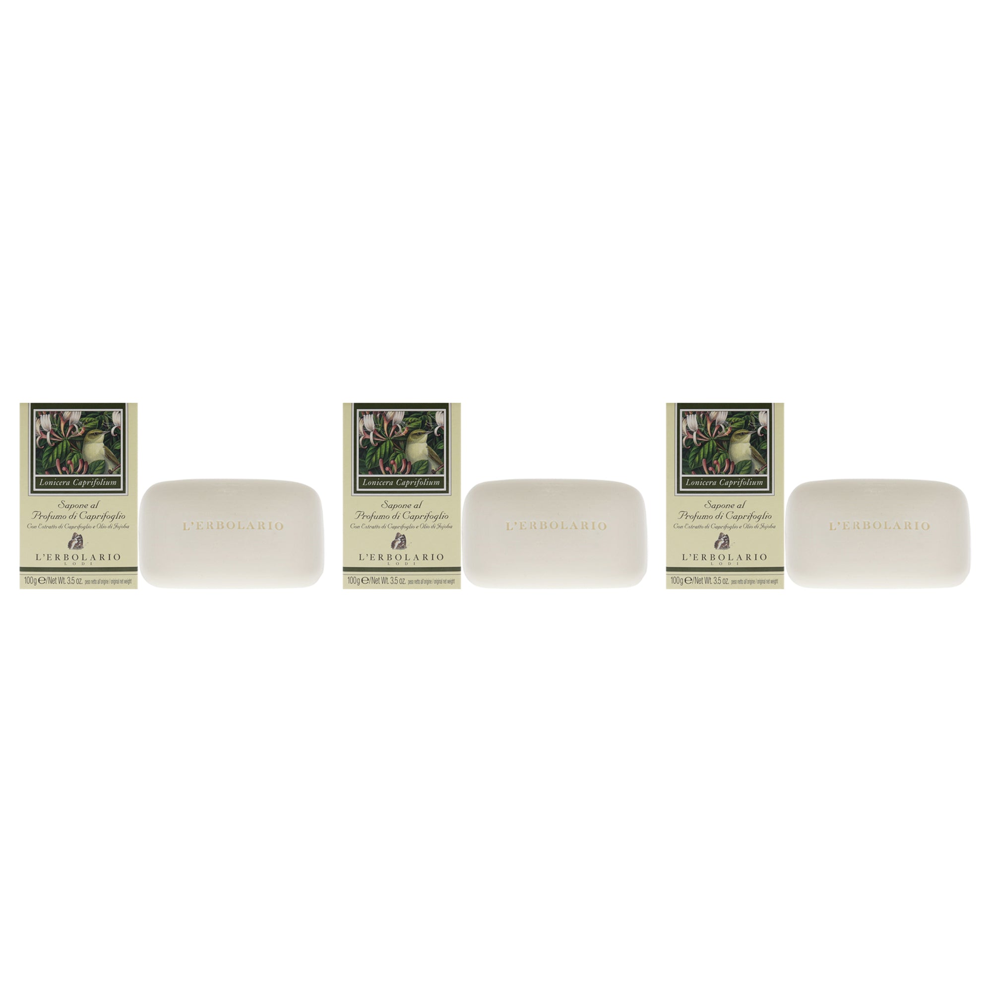Perfumed Soap - Honeysuckle - Pack of 3 by LErbolario for Unisex - 3.5 oz Soap