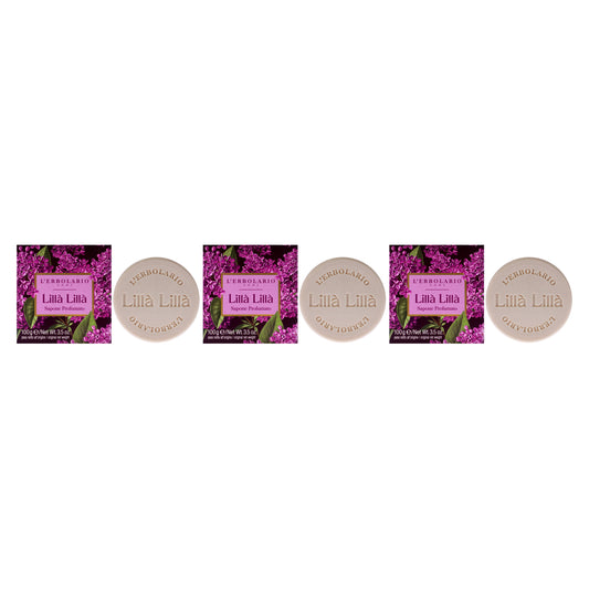 Perfumed Soap - Lilac Lila - Pack of 3 by LErbolario for Unisex - 3.5 oz Soap
