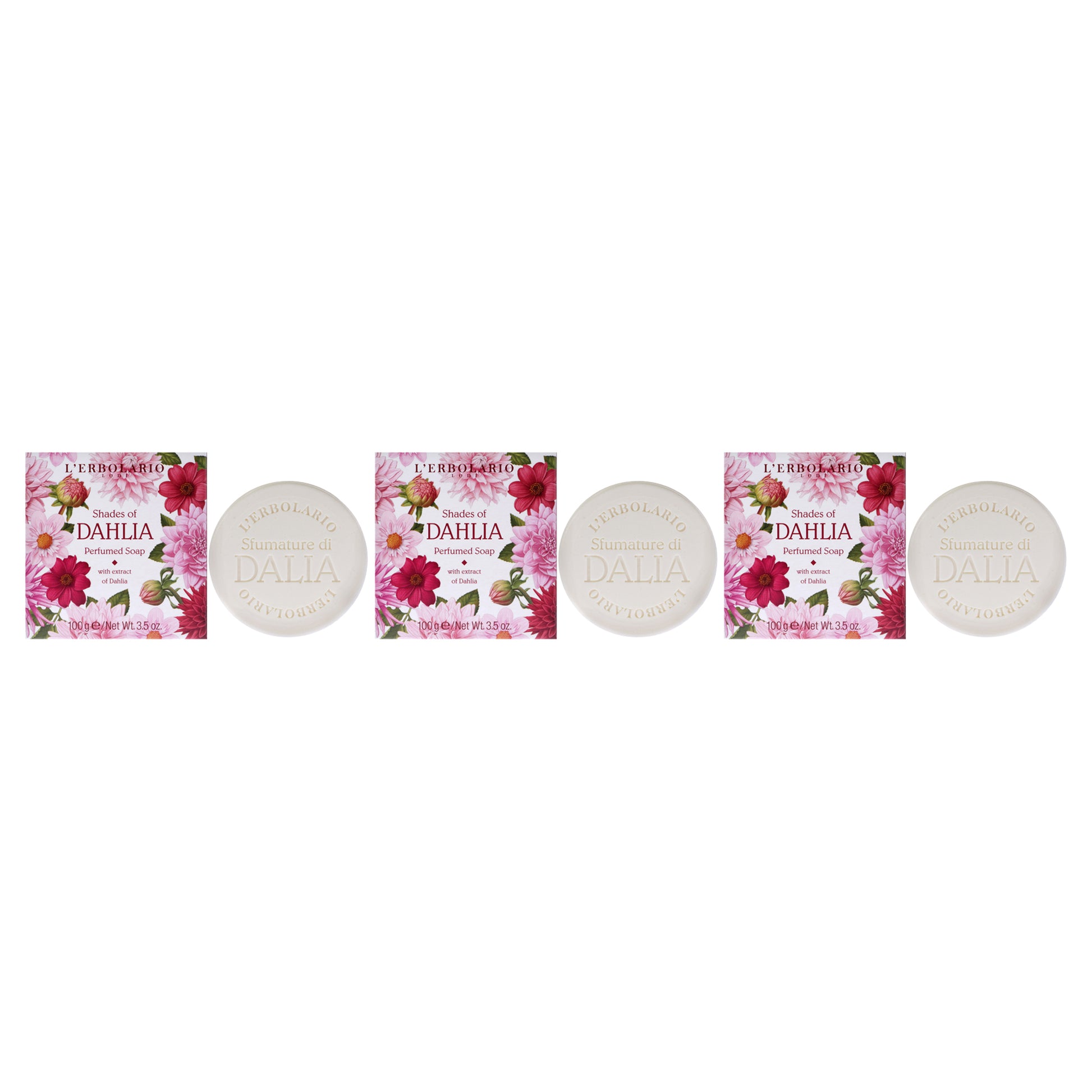 Perfumed Soap - Shades of Dahlia - Pack of 3 by LErbolario for Unisex - 3.5 oz Soap