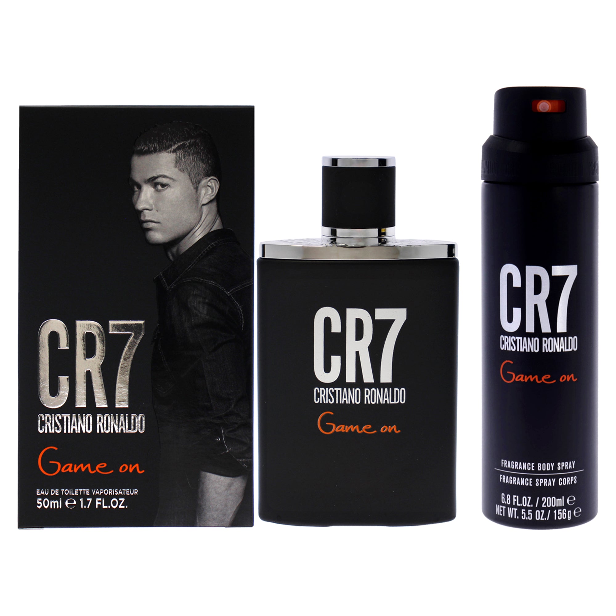 CR7 Game On Kit by Cristiano Ronaldo for Men - 2 Pc Kit 1.7 oz EDT Spray, 6.8 oz Body Spray