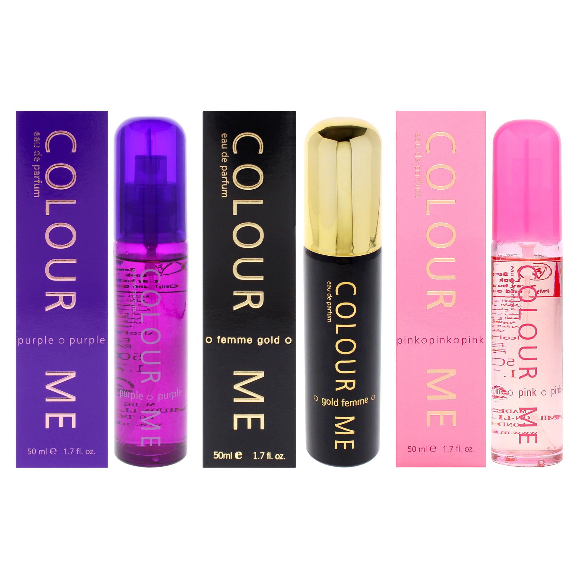 Colour Me Purple and Colour Me Femme Gold with Colour Me Pink Kit by Milton Lloyd for Men - 3 x 1.7 oz EDP Spray
