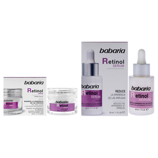 Retinol Face Kit by Babaria for Unisex - 2 Pc Kit 1oz Serum, 1.7 Rejuvenator Cream