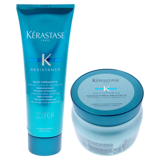 Resistance Bain Therapiste Shampoo and Resistance Masque Force Architecte Recontructing Masque Kit 2 Pc Kit 8.5oz Shampoo