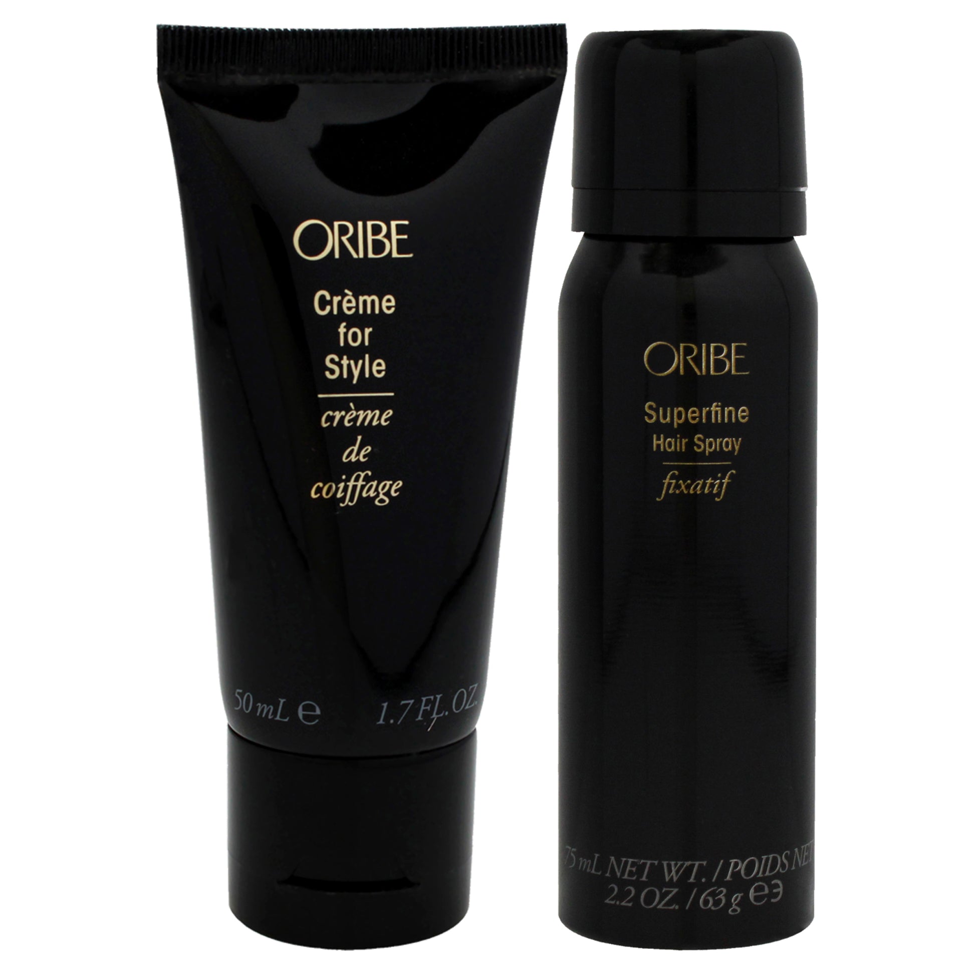 Superfine Hairspray and Creme for Style Kit by Oribe for Unisex - 2 Pc Kit 2.2oz Hair Spray, 1.7oz Cream