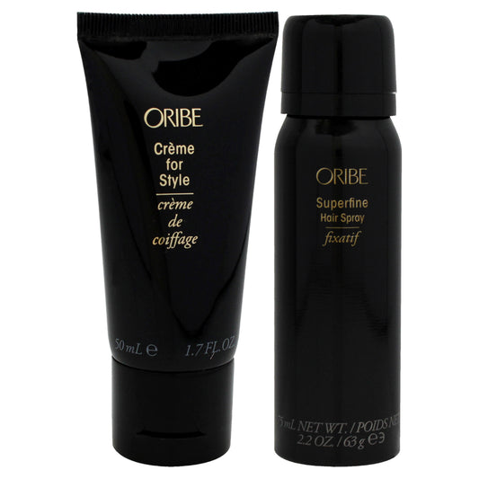 Superfine Hairspray and Creme for Style Kit by Oribe for Unisex - 2 Pc Kit 2.2oz Hair Spray, 1.7oz Cream