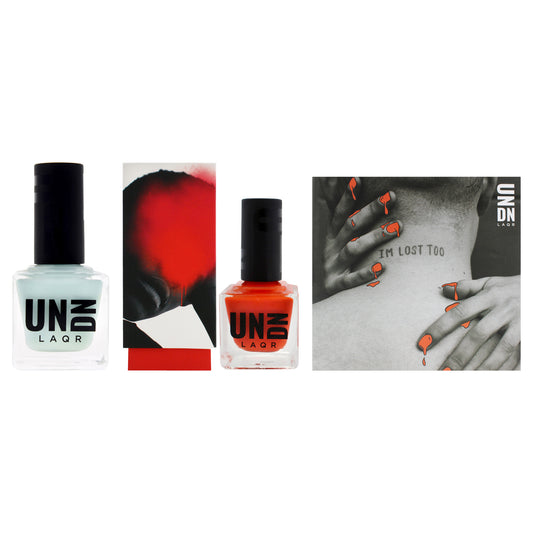 Creators Kit by UNDN for Women - 4 Pc Kit 0.5oz Vegan Nail Polish Twenty Five To Life - 601 Orange Red, 0.5oz Vegan Nail Polish Bad Tendencies - 901 Blue, 0.5oz Vegan Nail Polish Mary Jane - 801 Green, Im Lost Too Giftbox Rigid Kit - 1M2030002