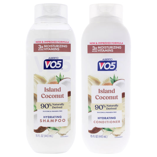 Moisturizing Island Coconut Shampoo and Conditioner Kit by Alberto VO5 for Unisex - 2 Pc Kit 15oz Shampoo, 15oz Conditioner