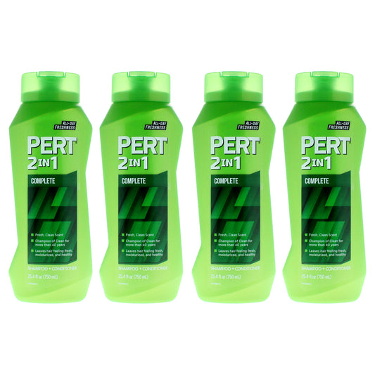 2 in 1 Complete Shampoo and Conditioner For Normal Hair by Pert for Unisex - 25.4 oz Shampoo and Conditioner - Pack of 4