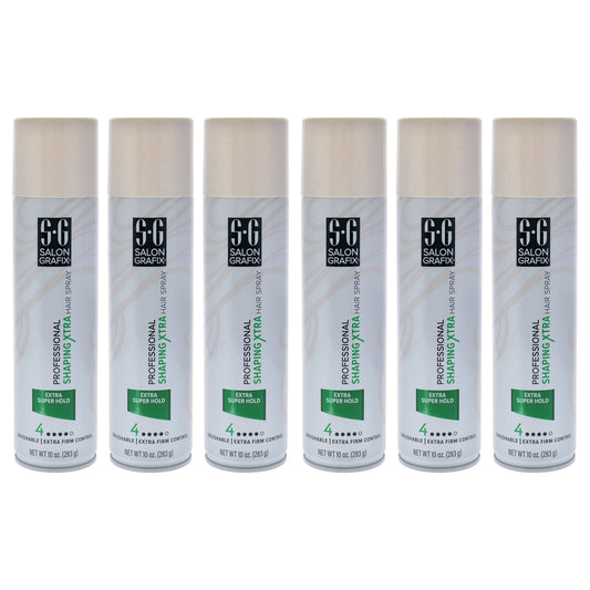 Shaping Hair Spray - Extra Super Hold by Salon Grafix for Unisex - 10 oz Hair Spray - Pack of 6