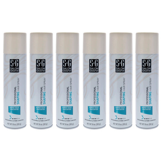 Shaping Hair Spray - Super Hold Unscented by Salon Grafix for Unisex - 10 oz Hair Spray - Pack of 6