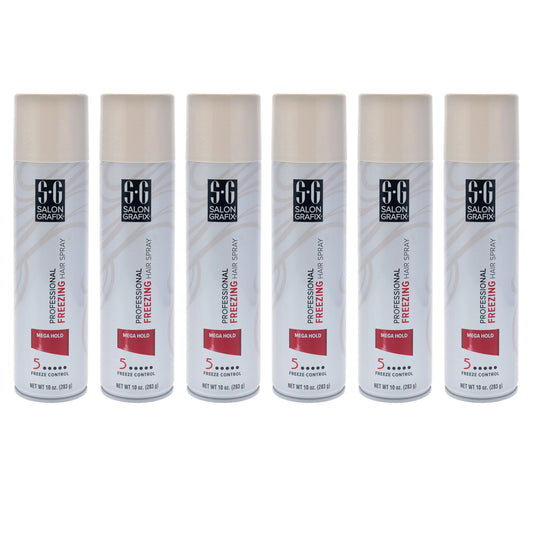 Freezing Hair Spray - Mega Hold by Salon Grafix for Unisex - 10 oz Hair Spray - Pack of 6