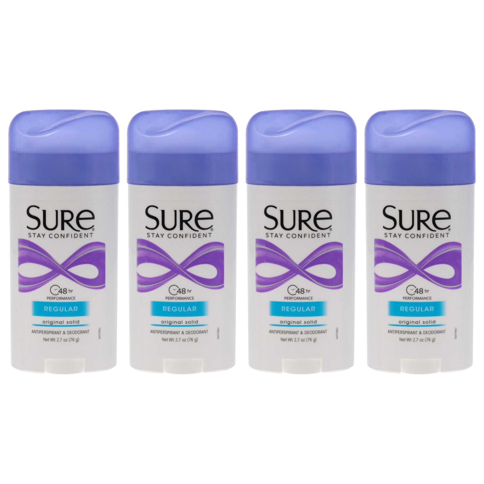 Original Solid Anti-Perspirant Deodorant - Regular by Sure for Unisex - 2.7 oz Deodorant Stick - Pack of 4