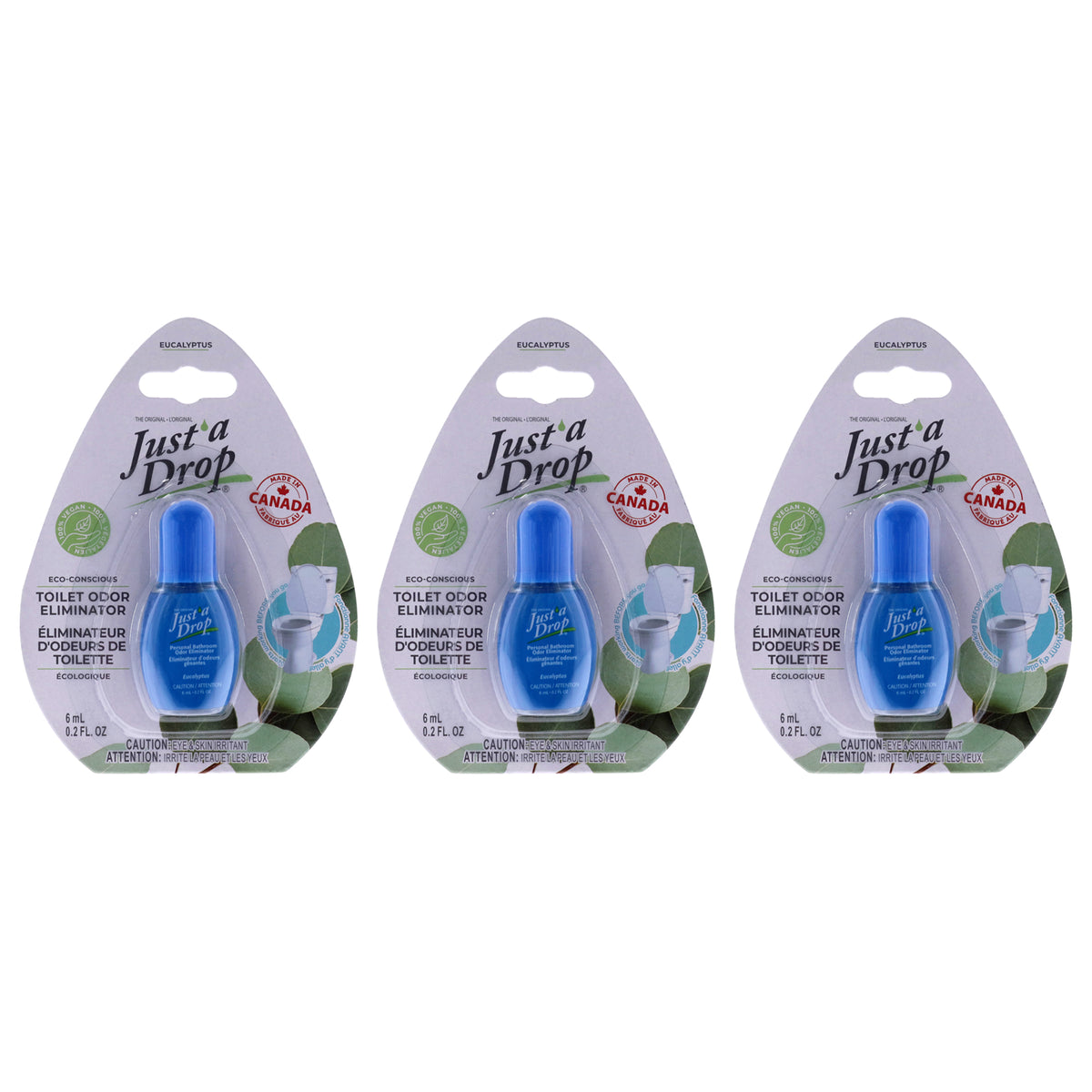 Just a Drop Odor Eliminator - Eucalyptus by Prelam for Unisex - 0.20 oz Drops - Pack of 3