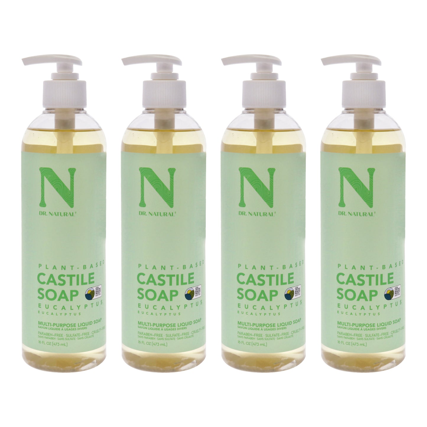 Castile Liquid Soap - Eucalyptus by Dr. Natural for Unisex - 16 oz Soap - Pack of 4